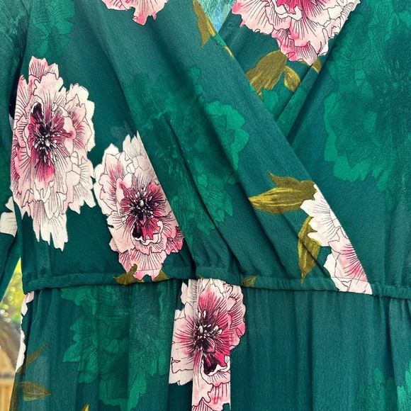 Aleah Dress Plenty by Tracy Reese Anthropologie Floral Faux Wrap Green medium - Picture 9 of 16